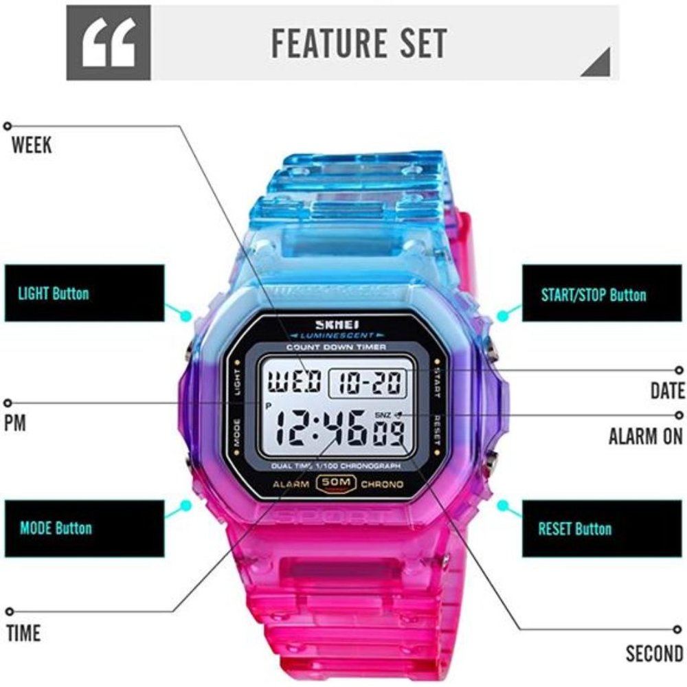 Sport Digital Multi-Function Transparent Women Me… - image 3
